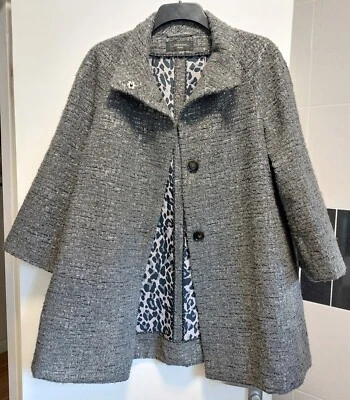 Weekend By MAX MARA Grey Metallic Thread A-Line Coat - 10 - Image 1 of 4
