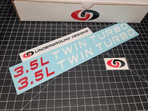 Ecoboost 3.5L Twin Turbo Decals (2pk) Hood Stickers Fits F150 Raptor Explorer V6 - Picture 1 of 14