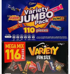 Mars 116 VARIETY MIX &/ Cadbury 110 VALUE JUMBO Pack Milk Chocolate Wholesale - Picture 1 of 4