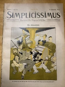 1913 RARE GERMAN SIMPLICISSIMUS MAGAZINE ~ ART NOUVEAU / JUDGENDSTIL  ERA WWI - Picture 1 of 4