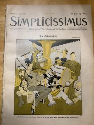 1913 RARE GERMAN SIMPLICISSIMUS MAGAZINE ~ ART NOUVEAU / JUDGENDSTIL  ERA WWI - Image 1 of 4
