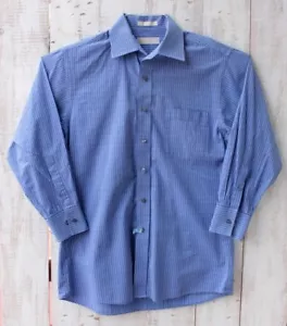 Camicia uomo MICHAEL KORS blu a righe 100% cotone taglia grande manica lunga con bottoni - Foto 1 di 9