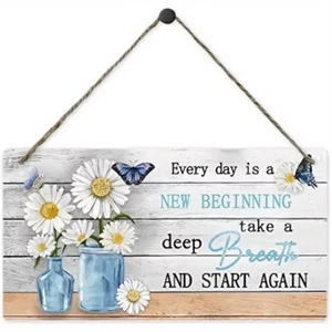 Letrero colgante de pared de madera Welcome Flowers Robins - Imagen 1 de 22