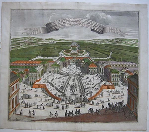 Versailles Chateau de Plaisance prächtiger kol Orig Kupferstich Seutter 1730  - Bild 1 von 1