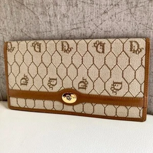 Christian Dior Honeycomb Long Wallet Braun Luxus Designer Geldbörse Guter Zus... - Bild 1 von 6