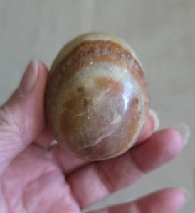Egg Natural Agate Quartz Stone Banded Brown Beige Polished- Approx 2" - Picture 1 of 7