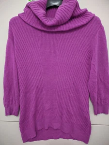 Classique Entier Sweater Womens XL Purple Turtleneck Funnel Pullover Cashmere - Picture 1 of 19