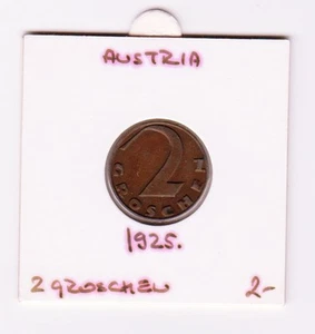 Austria coin -  2 groschen 1925  - Bronze ! - Picture 1 of 2