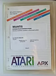 Mantis; Atari 400/800/LX/XE Disk w/Manual; APX-20143 - Plastic Cover - Picture 1 of 2