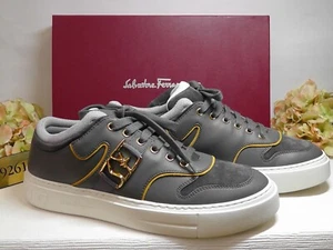 Salvatore Ferragamo NORIS Sparrow/Gray Leather Sneakers Size 9M***$750***NIB** - Picture 1 of 12