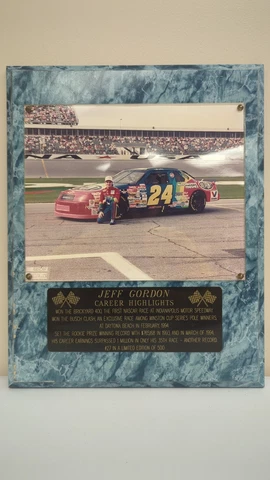 VTG Jeff Gordon 15"X11.5" Limited Ed. Plaque w/ Career Highlights NASCAR /500 Cover