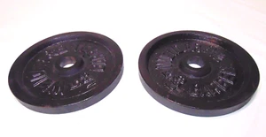2x Weider 5 Pfund Langhantel Standard passende Hantelscheiben 1" Loch 10 Pfund insgesamt - Bild 1 von 13