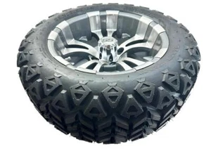 SS 14" Vampire Aluminum Gunmetal Wheel with Black Trail GOLF CART Tire FAST SHIP - Picture 1 of 12