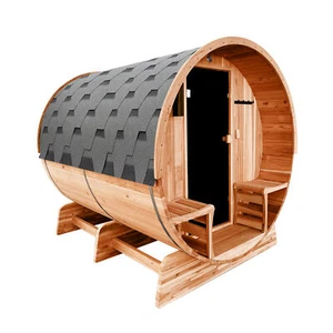 ALEKO Outdoor Barrel Steam Sauna 5-6 Person Rustic Cedar Wood with UL Certified - Picture 1 of 11