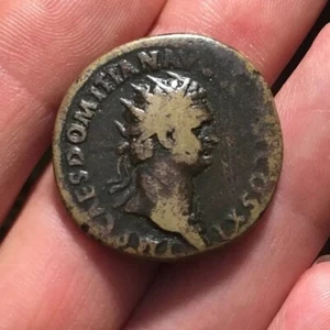 NICE SCARCE! Ancient Roman AE Dupondius DOMITIAN 81-96AD FIDES RIC263 11.9g - Picture 1 of 2