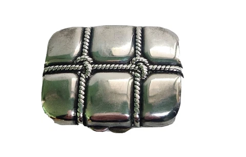 Vintage Sterling Silver 925 Unique Rope Design Pill Trinket Box Cover