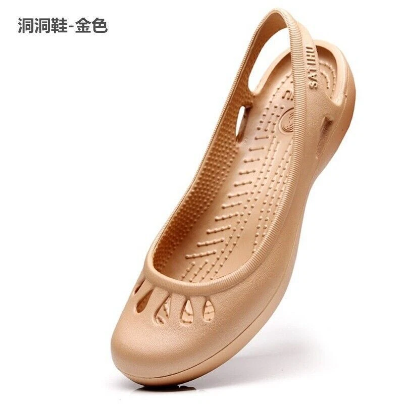 Hot Summer Nurse Shoes Flat-heeled Hole Shoes Closed Toe Sandals Plastic Sandals - Image 1 of 4