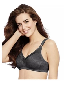 Bali Women's Double Support Spa Closure Wire-Free Bra, Black, 38D #3372 NWT - Picture 1 of 16