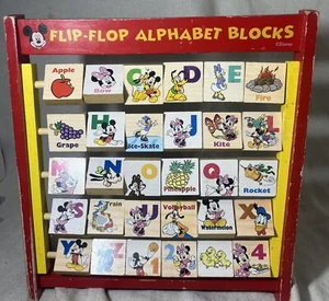 Disney Mickey Mouse Clubhouse Flip Flop Alphabet Blocks Educational Toy Wooden - Picture 1 of 2