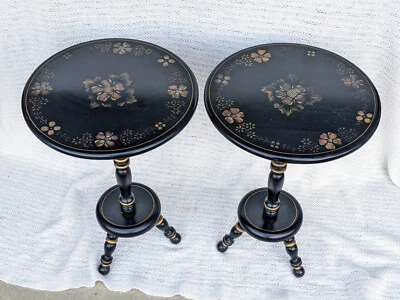 Pair of Vintage Ethan Allen Hitchcock Style Round 3-Leg Pedestal Tables - Image 1 of 4