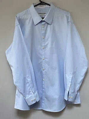 Camisa JHANE BARNES Para Hombres Botón Azul Calce Ajustado Algodón Sin Hierro 18/34-35 Foto 1 de 4