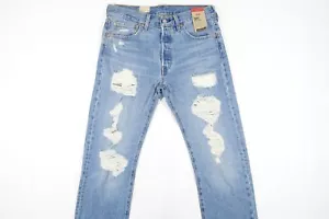 LEVIS 501 3032 RIPPED CUT KNEE DISTRESSED BLUE 32X30 ORIGINAL STRAIGHT JEANS NEU - Bild 1 von 12