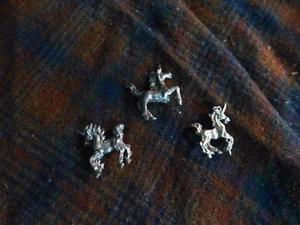 Vintage UNICORN MYTHICAL 1" Pewter Figurine Lot Of 3 Rare ! - Picture 1 of 3