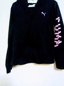 Puma Girls 6 X Black Pink Zip Up Hoodie With Pockets Athletic Outdoors Sports. - Picture 1 of 7