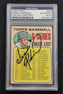 1968 FRANK ROBINSON Signed Topps Card-HALL OF FAME-REDS-BALTIMORE ORIOLES-PSA - Image 1 of 4