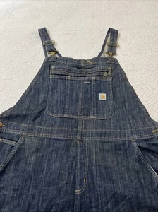 Mono con tirantes de mezclilla azul carpintero delantero doble rodilla Carhartt para hombre talla XXL corto - Imagen 1 de 15