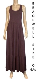🌻BRACEWELL AUSTRALIA SIZE 0 /6 AU SCOOP NECK SLEEVELESS LONG KNITTED JESERY DRE - Picture 1 of 8