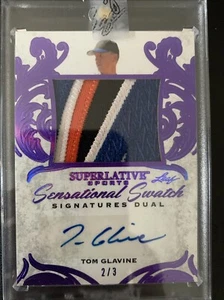 2020 Leaf Superlative Sports TOM GLAVINE JOHN SMOLTZ Dual Patch Auto Purple 2/3 - Picture 1 of 3