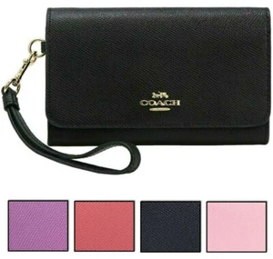 Coach Damen Klapp Handy Handgelenktasche Geldbörse aus genarbtem Leder - Bild 1 von 18