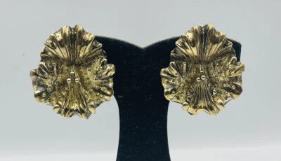 Pendientes Stephen Dweck de plata de ley oro vermeil grandes con clip de flores Foto 1 de 4