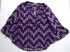 Camicetta donna Dana Buchman elasticizzata maniche lunghe a campana taglia media - Foto 1 di 4