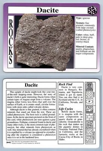 Dacite #30.02 Rocks - Treasures Of The Earth Grolier Card - Picture 1 of 1