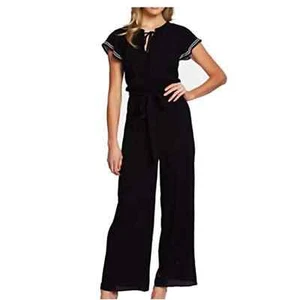 CeCe Crinkle Rayon Jumpsuit 1X schwarz Flatterärmel Freizeit leicht 1 Stück - Bild 1 von 11