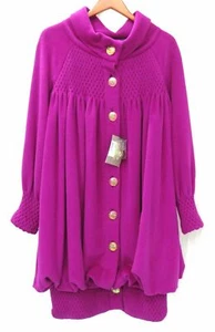 CATHERINE MALANDRINO NEON FUCHSIA Kaschmir Ballon GERAFFT MANTEL NEU - Bild 1 von 12