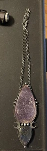 Artisan Necklace Sterling, Charoite & Laborodite, Moons And Raindrops, Free Ship - Picture 1 of 7