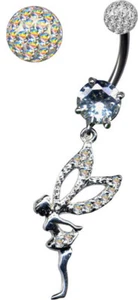 925 ECHT SILBER Bauchnabelpiercing FERIDO MULTIKRISTALL Epoxy Edelstahl Piercing - Bild 1 von 22