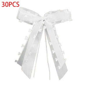 30 fiocchi per auto bianchi con cuori, antenne, gioielli, set di decorazioni per - Foto 1 di 11