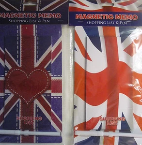 Magnetic Memo Union Jack Great Britain Shopping List and Pen - Love Heart - Picture 1 of 2
