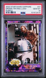 2022 Topps Chrome Sapphire Star Wars THE DROIDS TRY TO RESCUE LUKE! #2/10 PSA 10 - Picture 1 of 3