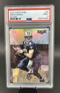 2015 Topps Fire #28 DREW BREES Silver PSA 9 MINT - Picture 1 of 2