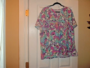 2X Snoopy Rainbow Swirls Medical or Veterinary Scrub Short Sleeve, Pockets - Picture 1 of 9