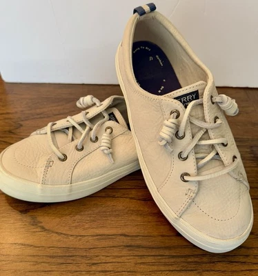 SPERRY Crest Vibe LEATHER Sneaker White/Cream Size 7W(US) 4.5(UK) Style STS83181 - Image 1 of 4