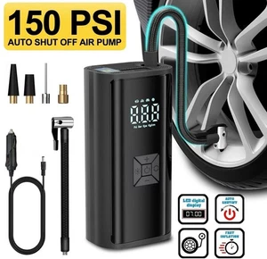 150 PSI Air Compressor Tire Inflator Air Pump Fits Car Moto Bike Tires Portable - Picture 1 of 9