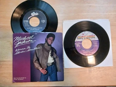2- 45 RPM MICHAEL JACKSON  WANNA BE STARTIN' SOMETHIN 34-03914 + GOT TO BE THERE - Image 1 of 4