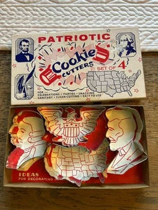 Rare Vintage Patriotic Metal Cookie Cutters 4 pc set  New - Picture 1 of 5