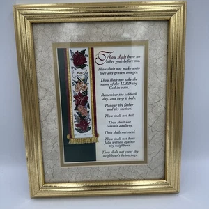 Vtg Home & Garden Party Framed Print 12 X 10 The Ten Commandments Religious Gold - Picture 1 of 8